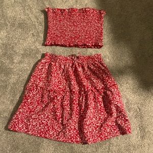 Summer matching tube top and skirt set
